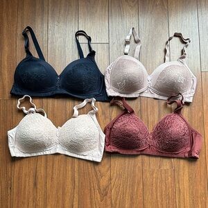 👩🏻👩🏻EUC Elegant Lace Women's Cone Bra Set - Navy Blue, Beige, Cream, Maroon👩🏻👩🏻